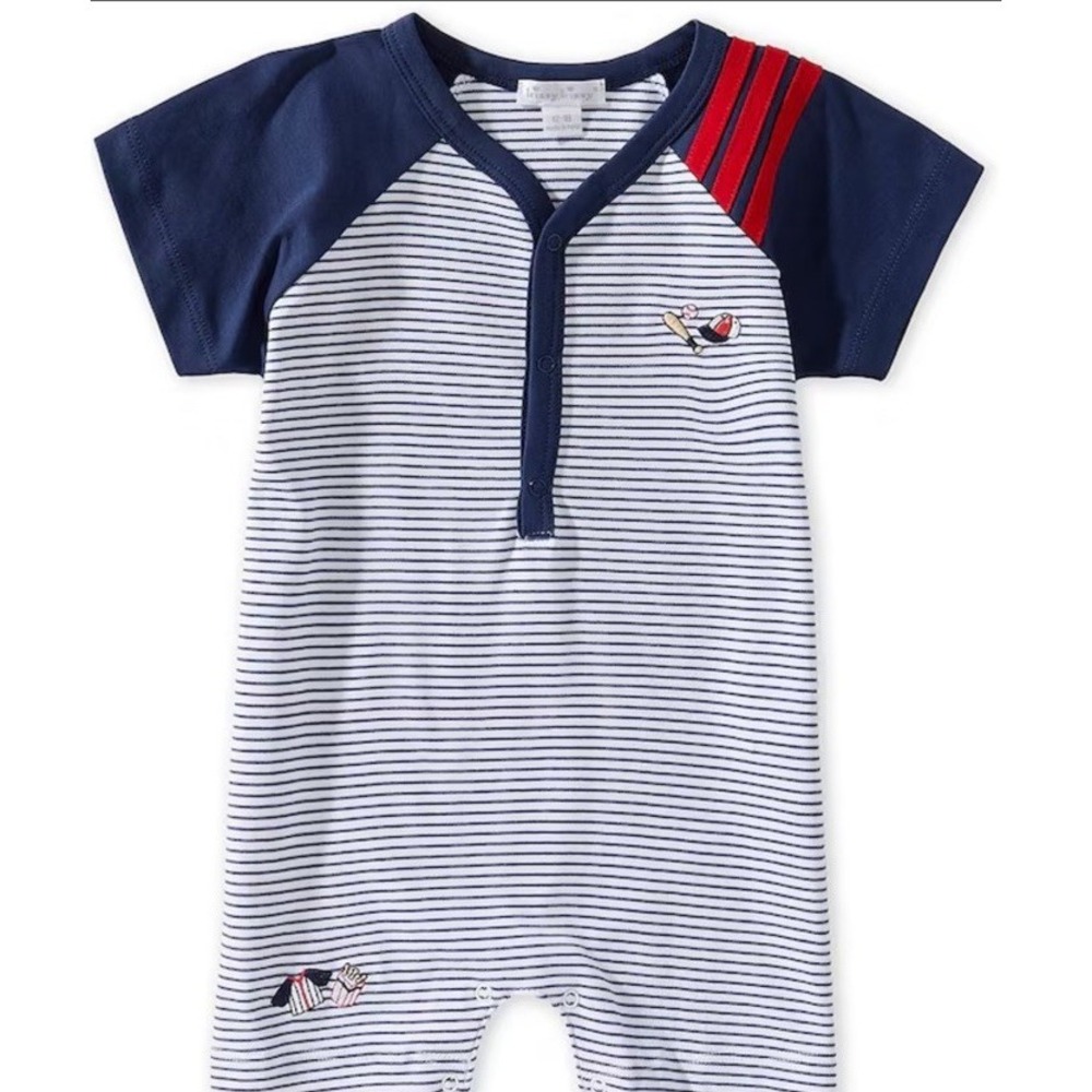 Kissy Kissy Baby Boys Pima Cotton Short Sleeve Fly Ball Stripe Shortal